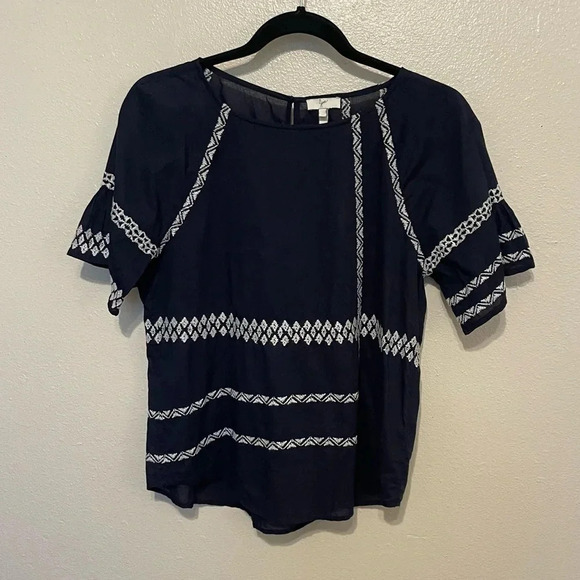 JOIE Shoffie Midnight Embroidered 100% Cotton Blouse Size Small Lightweight - Picture 3 of 7
